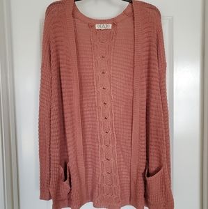 2 Pink Rose cardigans in size Large!!